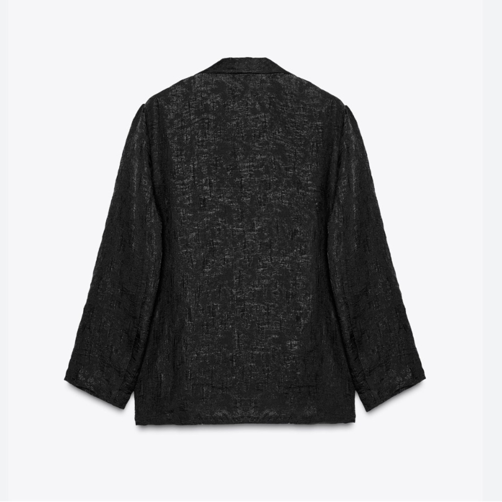 Zara NWT crinkle organza black blazer 7484/499 - Picture 3 of 5